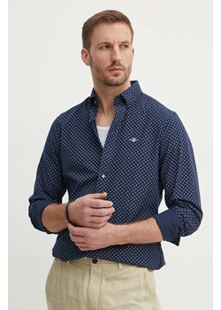 Gant koszula bawełniana męska kolor granatowy slim z kołnierzykiem button-down ze sklepu ANSWEAR.com w kategorii Koszule męskie - zdjęcie 172314852