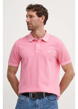 United Colors of Benetton polo bawełniane kolor różowy gładki ze sklepu ANSWEAR.com w kategorii T-shirty męskie - zdjęcie 172314971
