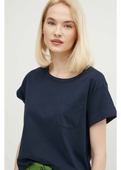 Sisley t-shirt bawełniany damski kolor granatowy ze sklepu ANSWEAR.com w kategorii Bluzki damskie - zdjęcie 172315240
