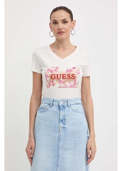 Guess t-shirt damski kolor beżowy W4GI23 J1314 ze sklepu ANSWEAR.com w kategorii Bluzki damskie - zdjęcie 172315292