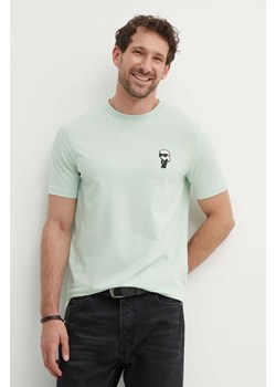 Karl Lagerfeld t-shirt męski kolor turkusowy z aplikacją 542221.755027 ze sklepu ANSWEAR.com w kategorii T-shirty męskie - zdjęcie 172315442