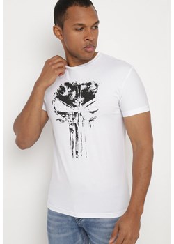 Biała Bawełniana Koszulka T-shirt z Krótkim Rękawem i Nadrukiem Hadiana ze sklepu Born2be Odzież w kategorii T-shirty męskie - zdjęcie 172317713