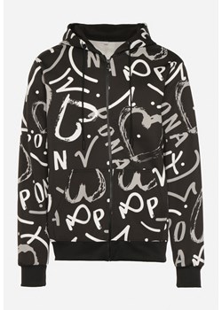 Czarna Bluza z Kapturem Zapinana na Suwak z Nadrukiem Uvavia ze sklepu Born2be Odzież w kategorii Bluzy męskie - zdjęcie 172318093