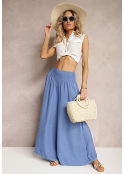 Niebieskie Szerokie Spodnie o Luźnym Fasonie High Waist Kremolia ze sklepu Renee odzież w kategorii Spodnie damskie - zdjęcie 172318510