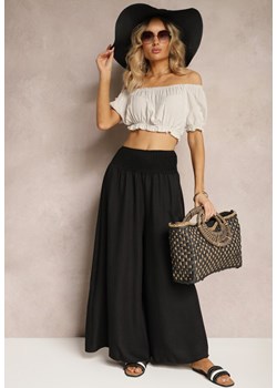 Czarne Szerokie Spodnie o Luźnym Fasonie High Waist Kremolia ze sklepu Renee odzież w kategorii Spodnie damskie - zdjęcie 172318520