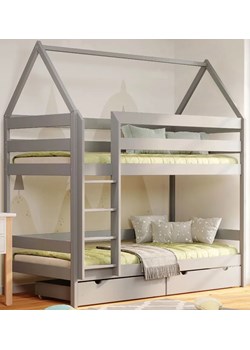 Szare piętrowe łóżko domek dla dzieci z szufladami - Zuzu 4X 190x90 cm ze sklepu Edinos.pl w kategorii Łóżka dziecięce - zdjęcie 172320753