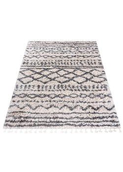 Kremowy dywan shaggy w szare szlaczki - Nikari 6X ze sklepu Edinos.pl w kategorii Dywany - zdjęcie 172321364