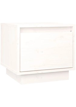 Biała drewniana szafka nocna z szufladą - Povo ze sklepu Edinos.pl w kategorii Stoliki i szafki nocne - zdjęcie 172322553