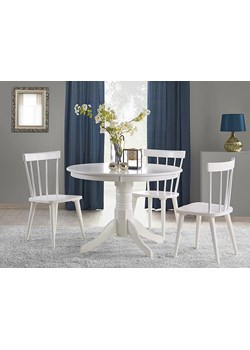 Biały okrągły stół z krzesłami - Atleso ze sklepu Edinos.pl w kategorii Zestawy mebli kuchennych - zdjęcie 172322562