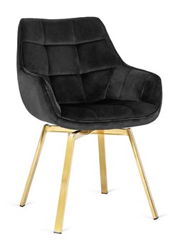 Czarne obrotowe krzesło welurowe z podłokietnikami - Daco ze sklepu Edinos.pl w kategorii Krzesła - zdjęcie 172322572