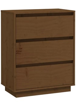 Drewniana komoda z 3 szufladami miodowy brąz - Ivis ze sklepu Edinos.pl w kategorii Komody - zdjęcie 172322600