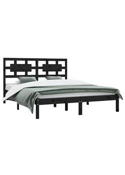 Czarne dwuosobowe łóżko drewniane 160x200 - Satori 6X ze sklepu Edinos.pl w kategorii Łóżka i materace - zdjęcie 172322672