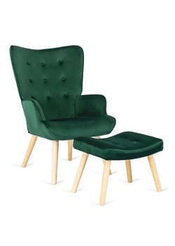 Zielony welurowy fotel skandynawski - Eslo ze sklepu Edinos.pl w kategorii Fotele - zdjęcie 172323054