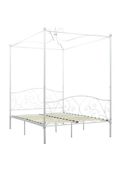 Białe podwójne łóżko z baldachimem 160x200 cm - Orfes ze sklepu Edinos.pl w kategorii Łóżka i materace - zdjęcie 172323184