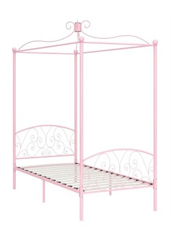 Różowe metalowe łóżko pojedyncze 90x200 cm - Orfes ze sklepu Edinos.pl w kategorii Łóżka i materace - zdjęcie 172323203
