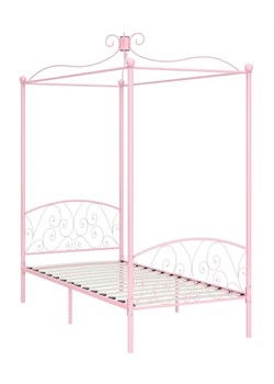 Różowe metalowe łóżko pojedyncze 90x200 cm G5-N04 ze sklepu Edinos.pl w kategorii Łóżka i materace - zdjęcie 172323203