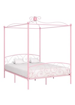 Różowe podwójne łóżko rustykalne 180x200 cm - Orfes ze sklepu Edinos.pl w kategorii Łóżka i materace - zdjęcie 172323212