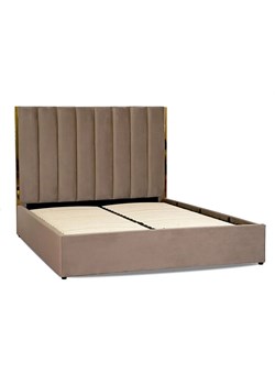 Beżowe welurowe łóżko małżeńskie glamour 160x200 - Sekros ze sklepu Edinos.pl w kategorii Łóżka i materace - zdjęcie 172323424