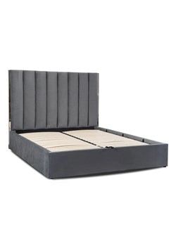 Szare podwójne łóżko z zagłówkiem i pojemnikiem 160x200 - Alzo ze sklepu Edinos.pl w kategorii Łóżka i materace - zdjęcie 172323432