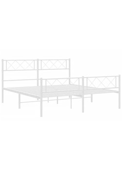 Białe metalowe łóżko małżeńskie 140x200 cm - Espux ze sklepu Edinos.pl w kategorii Łóżka i materace - zdjęcie 172323622