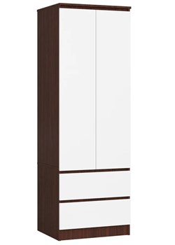 Dwudrzwiowa szafa z gładkim frontem wenge + biały - Deris 3X ze sklepu Edinos.pl w kategorii Szafy - zdjęcie 172323630