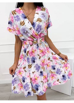 Sukienka z Motywem Kwiatowym ze sklepu ModnaKiecka.pl w kategorii Sukienki - zdjęcie 172327832
