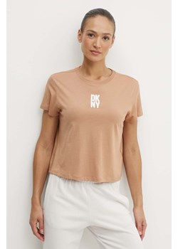 Dkny t-shirt bawełniany damski kolor brązowy DP4T9699 ze sklepu ANSWEAR.com w kategorii Bluzki damskie - zdjęcie 172328420