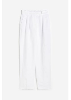 H & M - Zwężane spodnie z domieszką lnu - Biały ze sklepu H&M w kategorii Spodnie damskie - zdjęcie 172330462