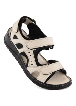 Skórzane sandały damskie komfortowe na rzepy beżowe Artiker 52C0294 ze sklepu ButyModne.pl w kategorii Sandały damskie - zdjęcie 172331093