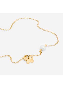 naszyjnik z motylem i perłą, srebrny pozłacany ze sklepu ANIA KRUK w kategorii Naszyjniki - zdjęcie 172332060
