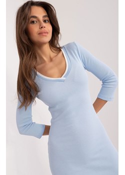 Sukienka prążkowana jasnoniebieska RV-SK-8943.78, Kolor jasnoniebieski, Rozmiar uniwersalny, Relevance ze sklepu Primodo w kategorii Sukienki - zdjęcie 172332150