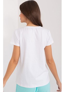 Biały t-shirt damski z motylem RV-TS-9637.39, Kolor biały-wzór, Rozmiar S/M, BASIC FEEL GOOD ze sklepu Primodo w kategorii Bluzki damskie - zdjęcie 172332161