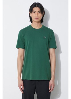 Lacoste t-shirt męski kolor zielony gładki ze sklepu PRM w kategorii T-shirty męskie - zdjęcie 172332491