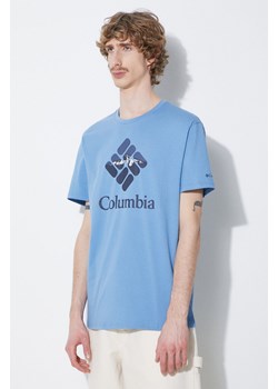 Columbia t-shirt bawełniany Rapid Ridge kolor niebieski z nadrukiem 1888813 ze sklepu PRM w kategorii T-shirty męskie - zdjęcie 172332864