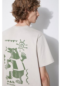 Columbia t-shirt bawełniany Explorers Canyon kolor beżowy wzorzysty 2036451 ze sklepu PRM w kategorii T-shirty męskie - zdjęcie 172333020