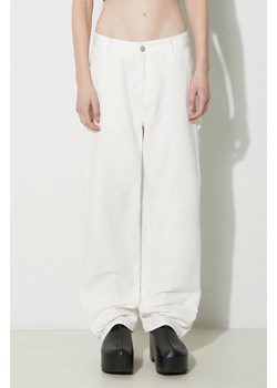 Carhartt WIP spodnie bawełniane Pierce Pant Straight kolor beżowy proste high waist I032966.D602 ze sklepu PRM w kategorii Spodnie damskie - zdjęcie 172333612