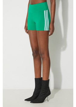 adidas Originals szorty damskie kolor zielony z aplikacją high waist ze sklepu PRM w kategorii Szorty - zdjęcie 172333714
