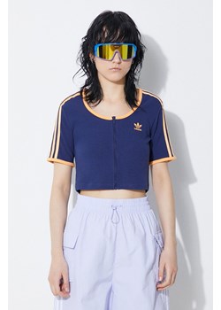 adidas Originals t-shirt Rib SS damski kolor niebieski JH3130 ze sklepu PRM w kategorii Bluzki damskie - zdjęcie 172333953