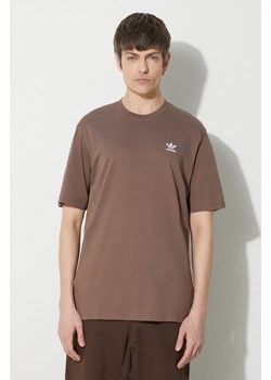 adidas Originals t-shirt bawełniany Essential Tee męski kolor brązowy z aplikacją IR9688 ze sklepu PRM w kategorii T-shirty męskie - zdjęcie 172333973