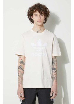 adidas Originals t-shirt bawełniany Trefoil męski kolor beżowy z nadrukiem IU2367 ze sklepu PRM w kategorii T-shirty męskie - zdjęcie 172334001
