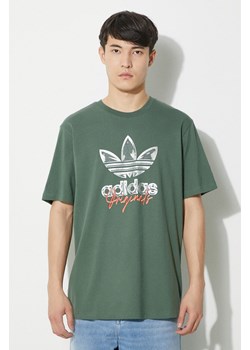 adidas Originals t-shirt bawełniany męski kolor zielony z nadrukiem IS0228 ze sklepu PRM w kategorii T-shirty męskie - zdjęcie 172334073