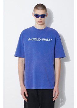 A-COLD-WALL* t-shirt bawełniany Overdye Logo T-Shirt męski kolor niebieski z nadrukiem ACWMTS186 ze sklepu PRM w kategorii T-shirty męskie - zdjęcie 172334113