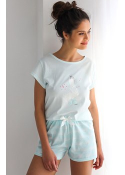 Piżama damska na krótki rękaw i krótkie spodenki Parrot, Kolor miętowy-wzór, Rozmiar S, SENSIS ze sklepu Intymna w kategorii Piżamy damskie - zdjęcie 172335233