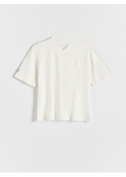 Reserved - T-shirt oversize z naszywką - kremowy ze sklepu Reserved w kategorii T-shirty chłopięce - zdjęcie 172337172