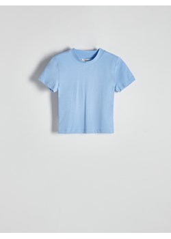 Reserved - Krótki t-shirt ze stójką - niebieski ze sklepu Reserved w kategorii Bluzki damskie - zdjęcie 172337190