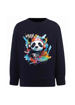 Granatowa chłopięca bluza z nadrukiem - Panda ze sklepu 5.10.15 w kategorii Bluzy chłopięce - zdjęcie 172338334