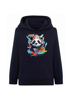 Granatowa chłopięca bluza kangurka z kapturem Panda ze sklepu 5.10.15 w kategorii Bluzy chłopięce - zdjęcie 172338434