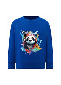 Niebieska bluza dla chłopca z nadrukiem - Panda ze sklepu 5.10.15 w kategorii Bluzy chłopięce - zdjęcie 172338570