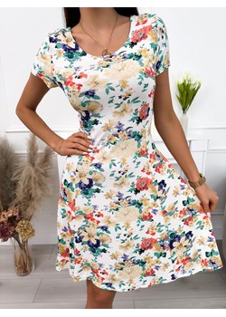 Beżowa Sukienka w Kwiaty ze sklepu ModnaKiecka.pl w kategorii Sukienki - zdjęcie 172338780