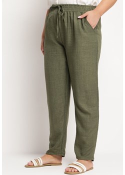 Ciemnozielone Spodnie z Wiązaniem w Pasie i Kieszeniami Truvolia ze sklepu Born2be Odzież w kategorii Spodnie damskie - zdjęcie 172339513